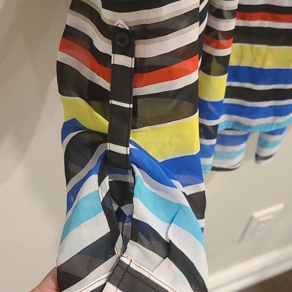 NWT A.N.A sheer black striped blouse - Picture 5 of 7